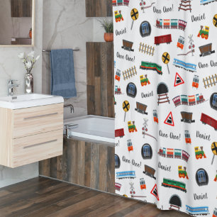 Rideaux De Douche Train Motif Petit Garçon Prénom Choo Choo Enfants