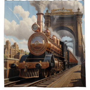 Rideaux De Douche Train Steampunk au départ de Londres
