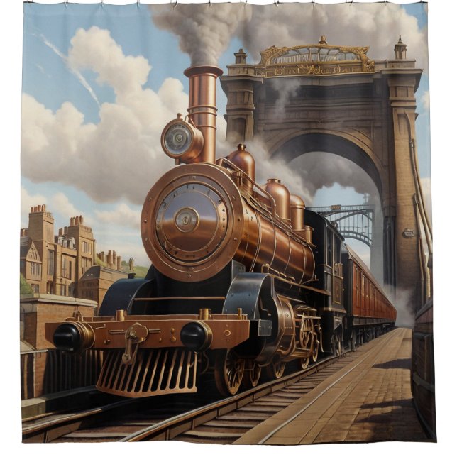 Rideaux De Douche Train Steampunk au départ de Londres (Devant)