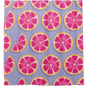 Rideaux De Douche Tranches de pamplemousse, motif violet vif.