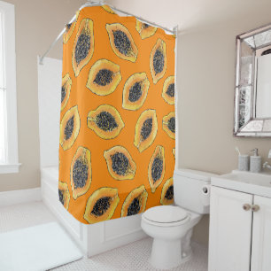 Rideaux De Douche Tranches de Papaya sur orange