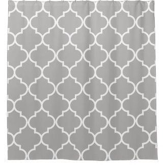 Rideaux De Douche Treillis marocain gris et blanc Quatrefoil