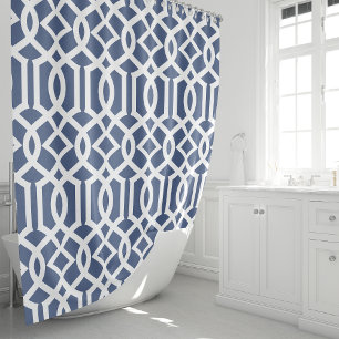 Rideaux De Douche Trellis Bleu Marine et Blanc