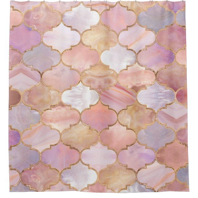 Rideaux De Douche Trellis marocain Pastel Textes minéraux (Devant)