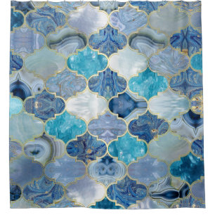 Rideaux De Douche Trellis marocain Textures minérales bleues