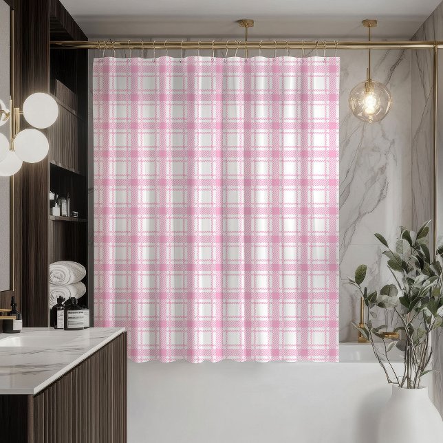Rideaux De Douche Trendy Blush Curtain Light Pink Plaid for Bath (Trendy Blush Curtain Light Pink Plaid for Bath)