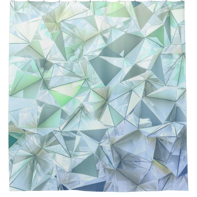 Rideaux De Douche Triangle cristal 3D, rendu illustratif. (Devant)