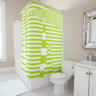 Rideaux De Douche Triangle - Lime vert et blanc