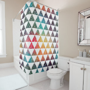 Rideaux De Douche Triangles colorés Étoiles blanches et étincelles