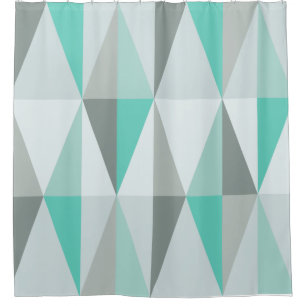 Rideaux De Douche Triangles modernes du milieu du siècle Turquoise