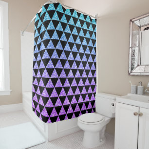 Rideaux De Douche Triangles noirs Purple et Parties scintillant bleu