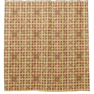 Rideaux De Douche Tribal Batik - chocolat et chameau tan