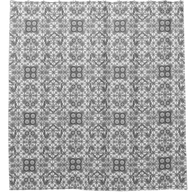 Rideaux De Douche Tribal Batik - gris / gris, noir et blanc (Devant)