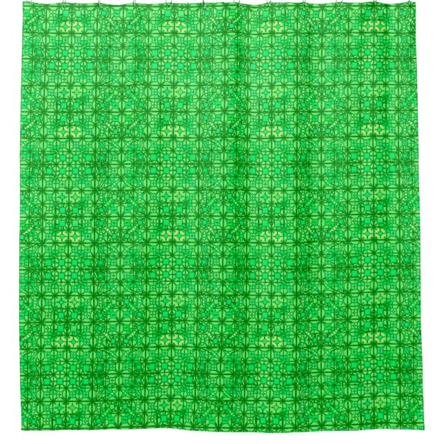 Rideaux De Douche Tribal Batik - nuances vert émeraude (Devant)