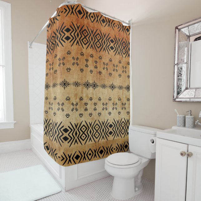 Rideaux De Douche Tribal Brown beige  (En situation)