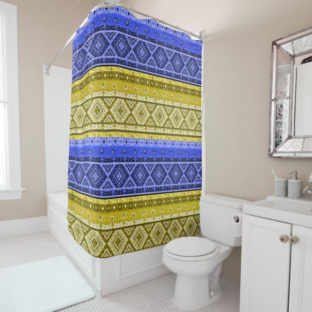 Rideaux De Douche Tribal ethno boho ornementale traditionnelle ornem (En situation)