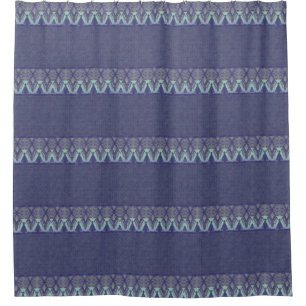 Rideaux De Douche Tribal IKAT Vintage Motif Suzani Marine