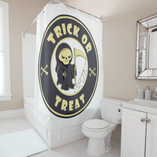 Rideaux De Douche Trick ou traiter Halloween griffeur caractère (En situation)