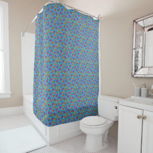 Rideaux De Douche Trilobites sur arrière - plan bleu clair (motif en