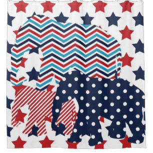 Rideaux De Douche Trio Patriotique USA Elephant