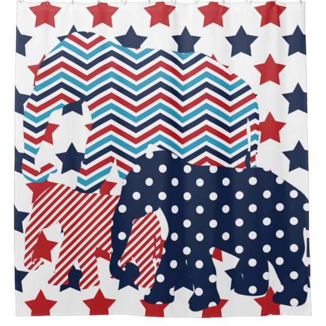 Rideaux De Douche Trio Patriotique USA Elephant (Devant)