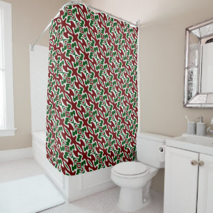 Rideaux De Douche Trippy Squiggly Retro Mood Noël Motif