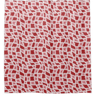 Rideaux De Douche Trippy super 60s Flower Checks Rouge rose