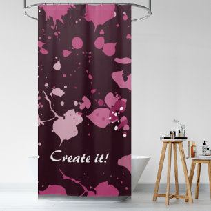 Rideaux De Douche Trippy Violet Pink Paint Splter Drops