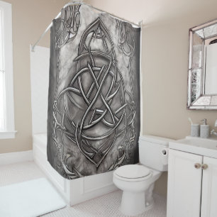 Rideaux De Douche Triquetra Trinity Knot Silvery Pewter Faux Metal