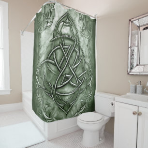 Rideaux De Douche Triquetra Trinity Sage de noeud Vert Faux Metallic