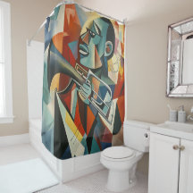 Trompettiste de jazz cubiste abstrait