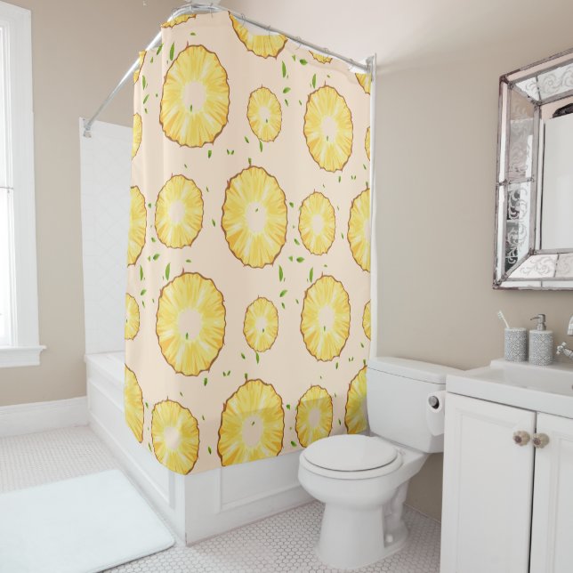 Rideaux De Douche TROPICAL ÉTÉ Aiguille FRUITS motif de tranche (En situation)