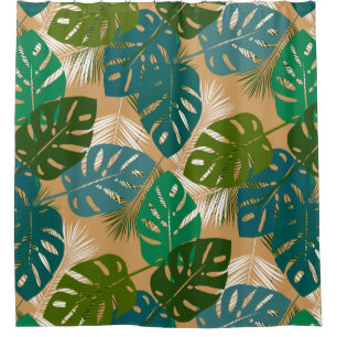 Rideaux De Douche Tropical Fronds et l'île Feuille