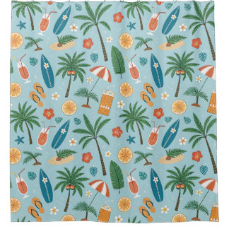 Rideaux De Douche Tropical Summer Beach Pattern (2)