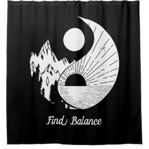 Rideaux De Douche Trouver l'équilibre Zen Yin Yang Noir Blanc
