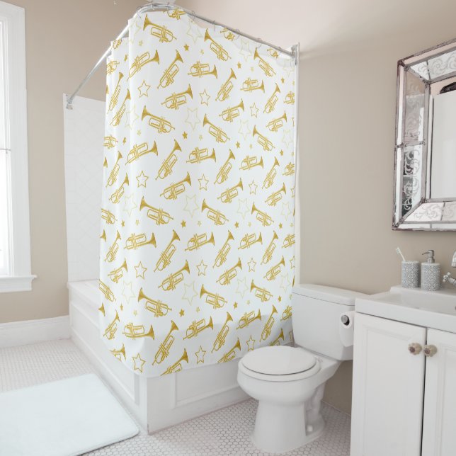 Rideaux De Douche Trumpet Brass Band Motif (En situation)