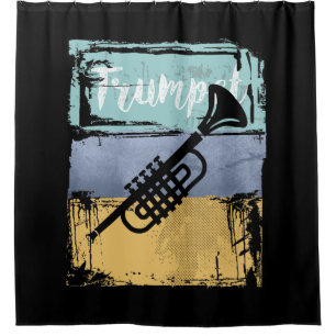 Rideaux De Douche Trumpet Retro Style Music