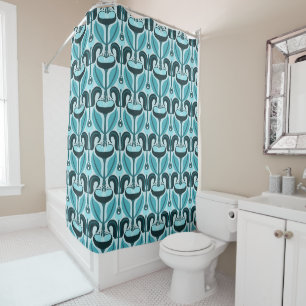 Rideaux De Douche Tulipes de style Art Nouveau Turquoise Turquoise