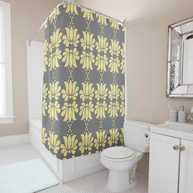 Rideaux De Douche Tulipes gris clair (En situation)