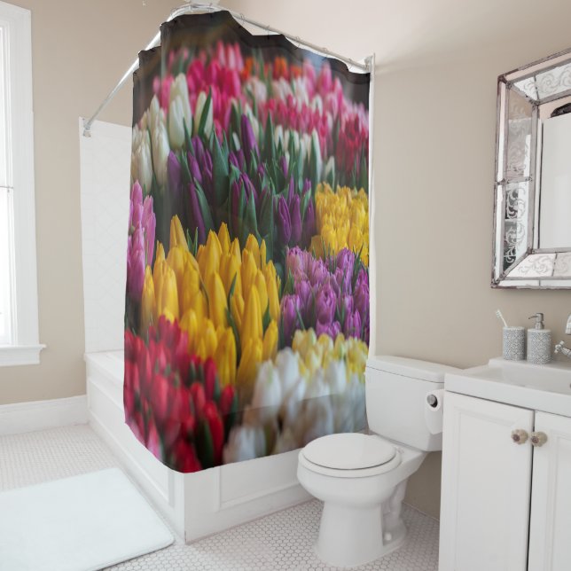 Rideaux De Douche Tulipes multicolores (En situation)