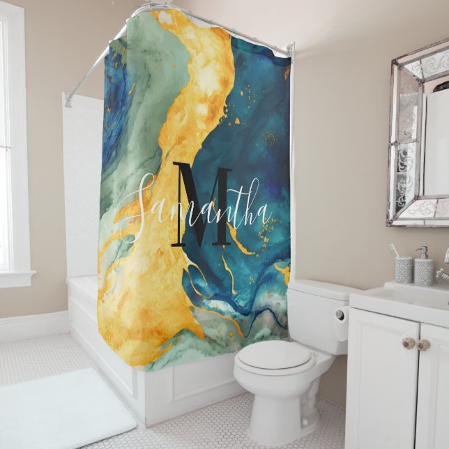 Rideaux De Douche Turquoise (En situation)