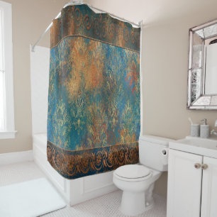 Rideaux De Douche Turquoise Cooper Patina Turquoise