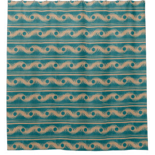 Rideaux De Douche Turquoise et Caramel Spiral Motif géométrique rayo