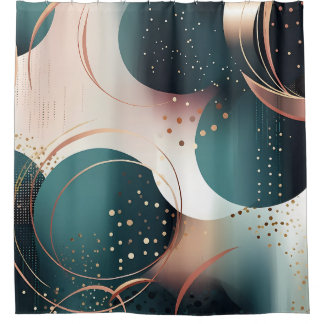 Rideaux De Douche Turquoise et rose vif Design abstrait