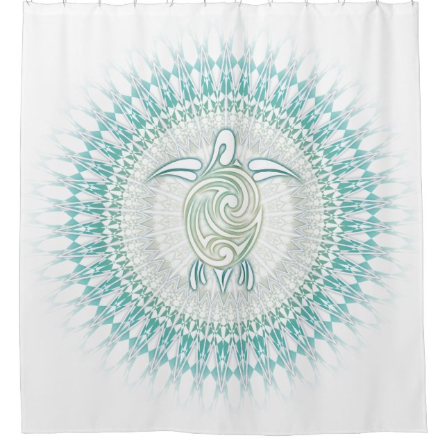 Rideaux De Douche Turquoise verte Mandala (Devant)
