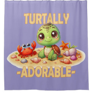 Rideaux De Douche Turtally Adorable fun pun Cute baby Turtle dessin