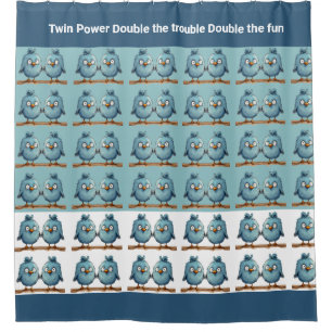 Rideaux De Douche Twin Whimsical Birds Blue Double difficulté
