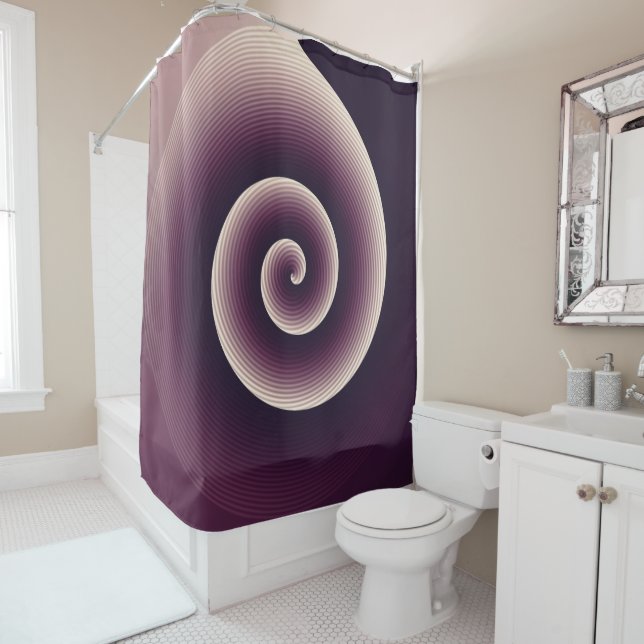 Rideaux De Douche Twirl d'aubergine moderne (En situation)