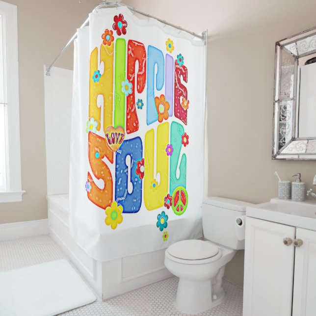 Rideaux De Douche Typographie amusante - HIPPIE SOUL 1 (En situation)