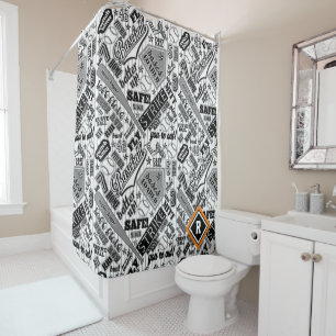 Rideaux De Douche Typographie de baseball Black White Stripes ID770